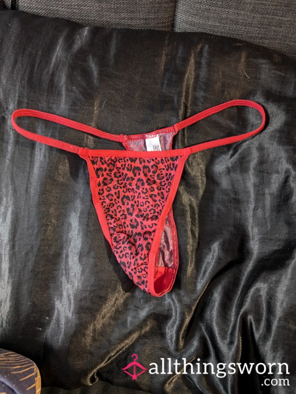 Red Leopard Thong
