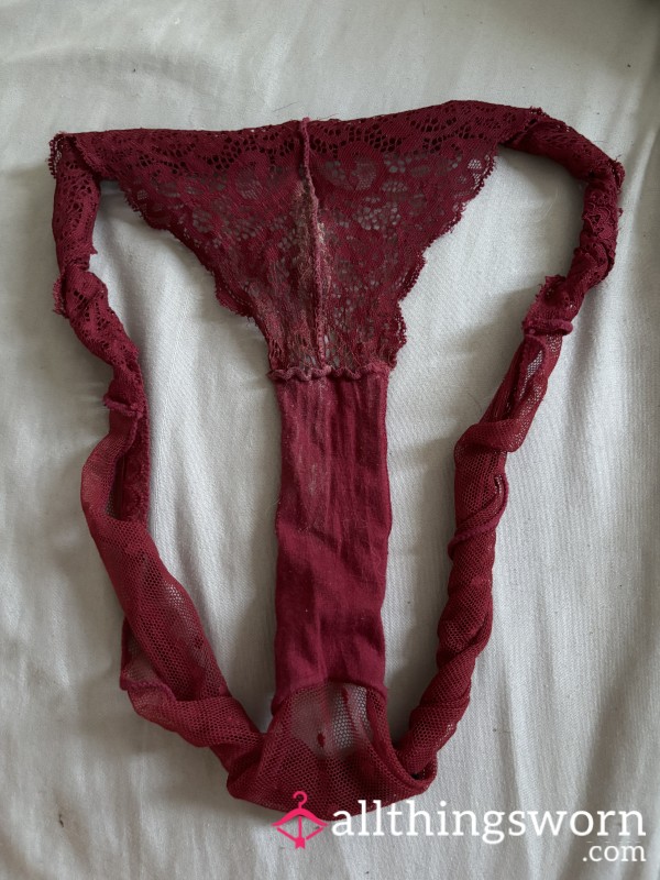 Red Panties Covered In C*m From Intense Orgasm