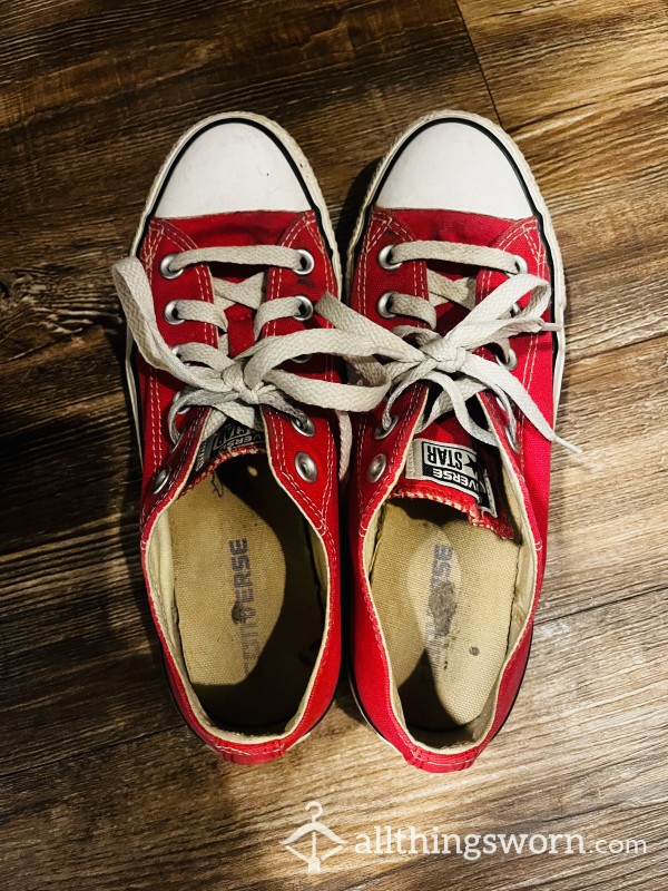 Red - Size 9 - Converse - Worn 3 Years No Socks ***