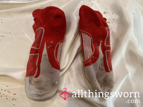 Red Well Worn Women's Athletic Socks