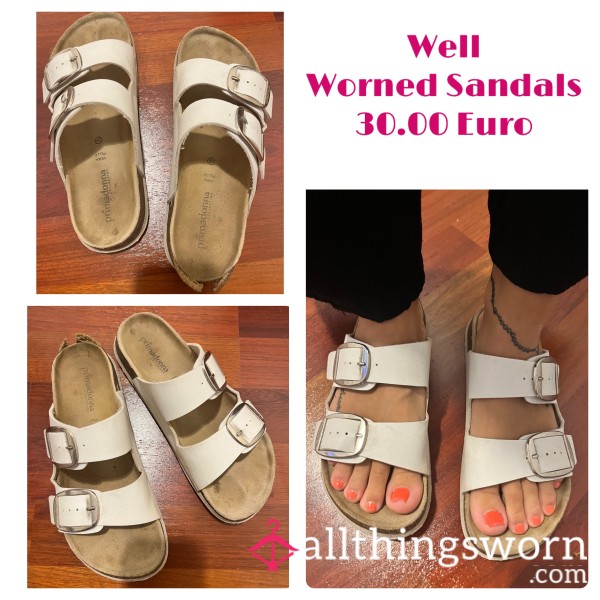 Sandals White Well Worned