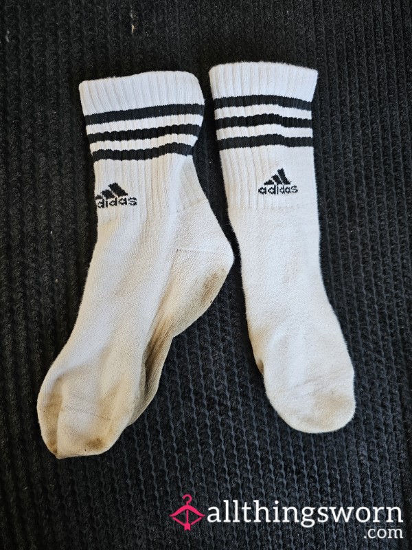 Filthy Worn Adidas Crew Socks 🥵