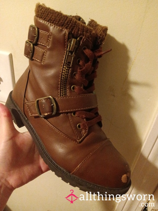 Scuffed Brown Boots