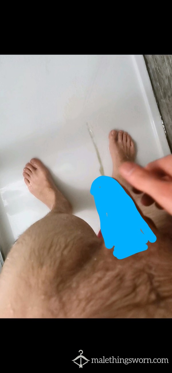 Semi C*ck Self Pi*s Over Feet In Shower