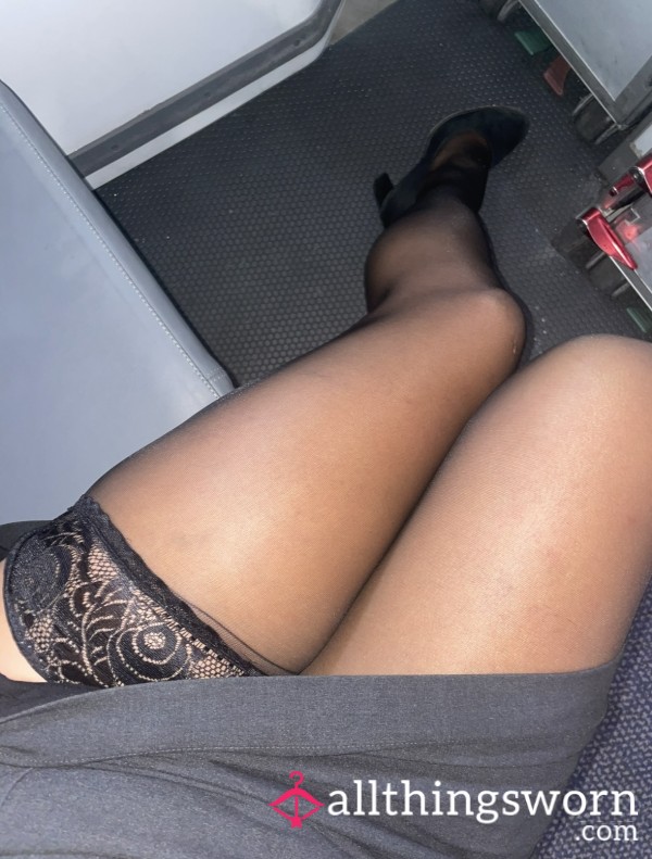 S**y Lacy Flight Attendant Stockings Under Uniform / Cabin Crew Tights