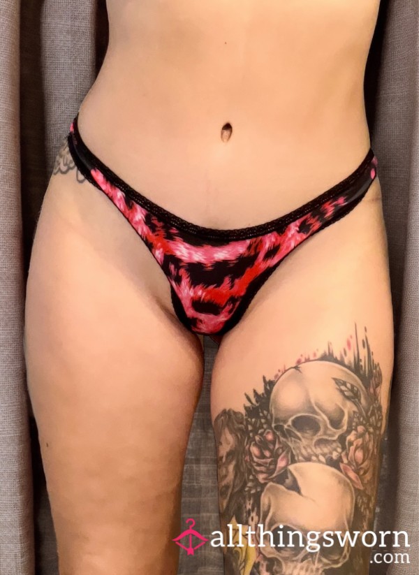 Sexy Pattern Red And Black Thong Panties