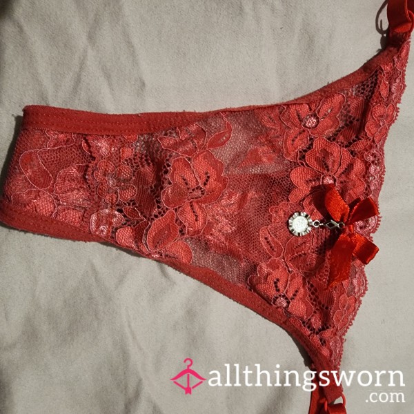 Sexy Worn Red Lace G String