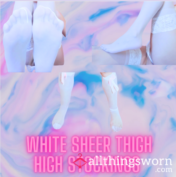 Sheer White Thigh High Stockings💦🤍🩷