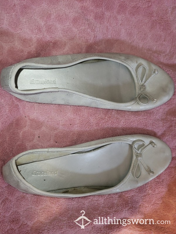 Silver Ballet Flats