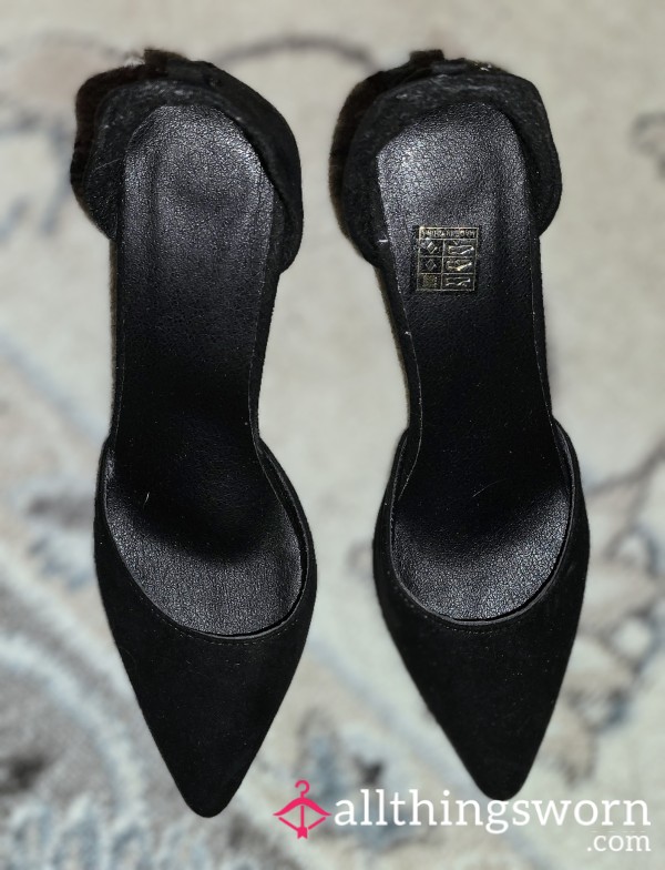 Size 5 Black Suede Shoes, 3in. Heel