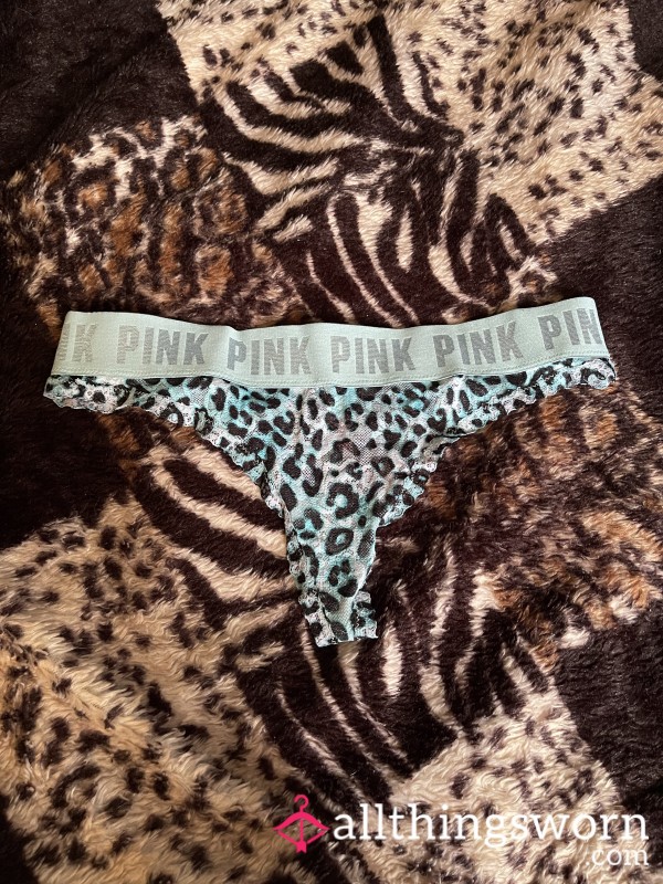 Small Black And Blue S**y Lace Leopard Print Thong