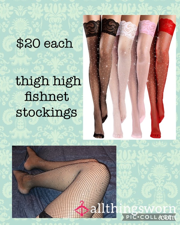 Sparkling Thigh High Fishnet Stockings