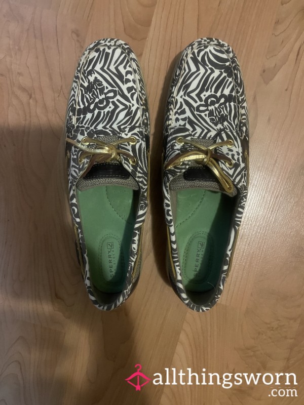 Sperry Boat Zebra Print Boat Shoes