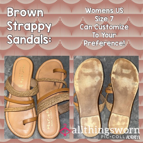 Strappy Brown Flat Sandals