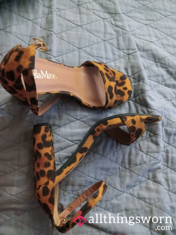 Suede Leopard High Heels Size 7