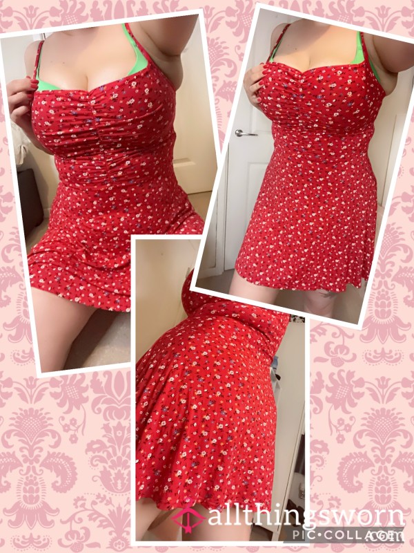 Super Cute Summer Floral Red Dress 👗🌸❤️