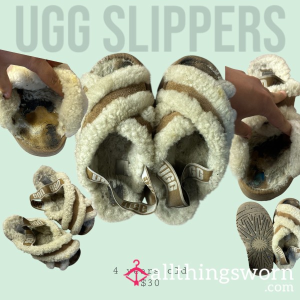 (SUPER WORN)UGG Furry Slippers