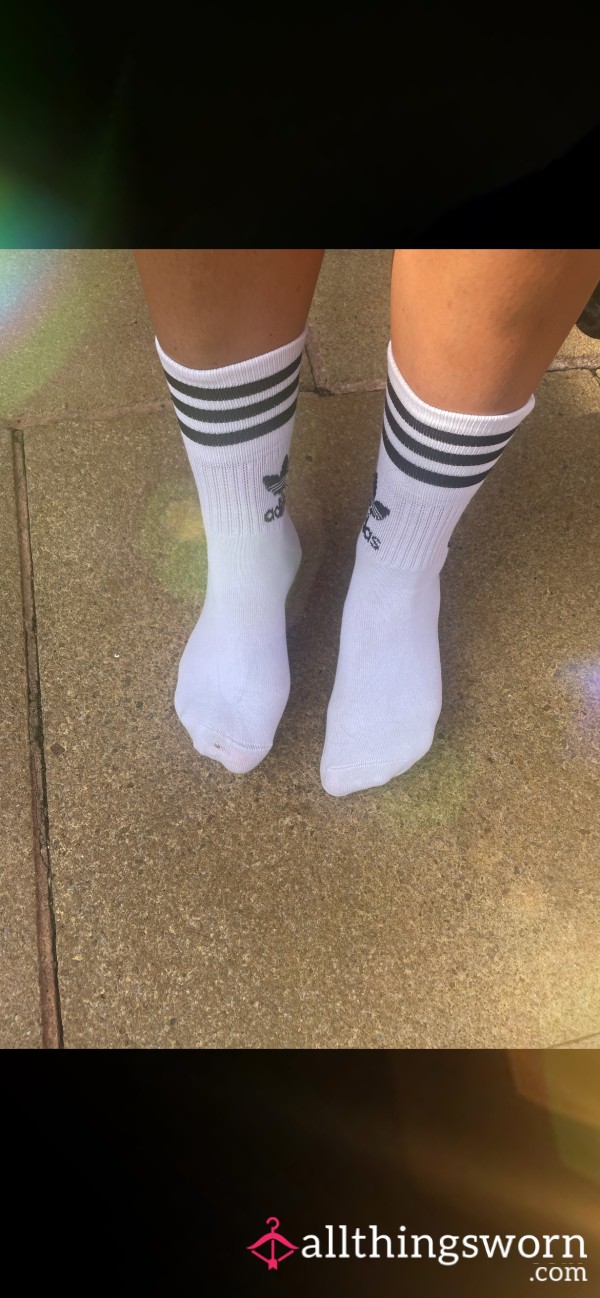 🥵Sweaty White Adidas Running Socks