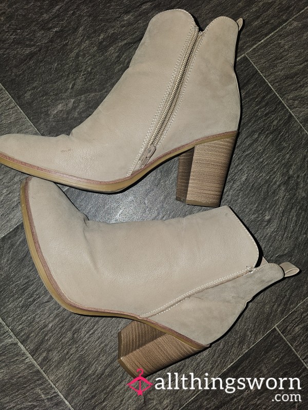 Tan, High Heel Booties