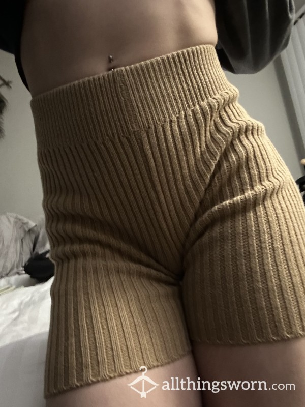 Tan Skin Tone Knit Winter Bike Shorts