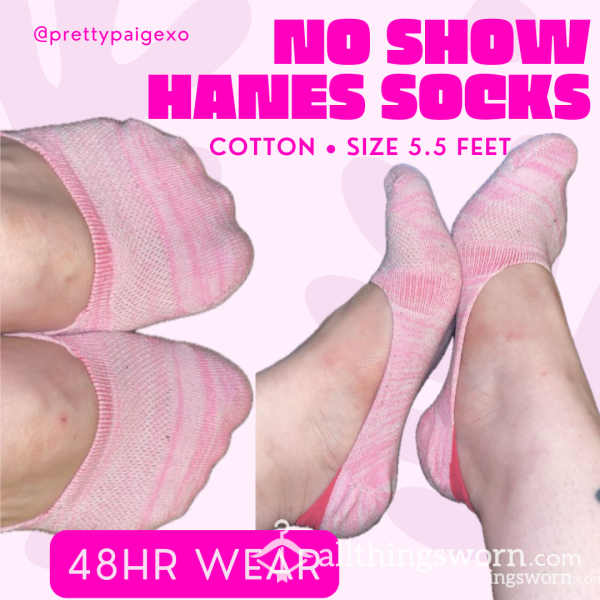 Neon & Light Pink No Show Hanes Socks 💖 Tiny Size 5.5 Feet 👣 Worn 48hrs