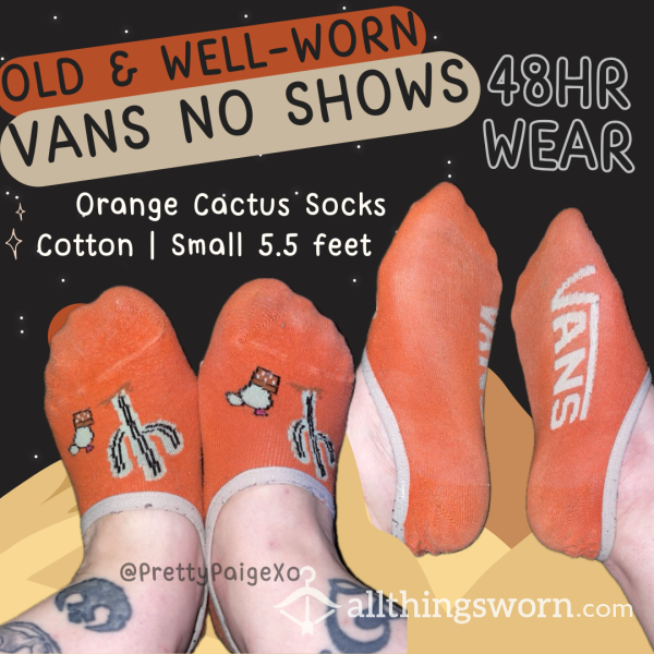 Vans Orange Cactus Socks 👣 TINY Size 5.5 No Shows 🧡 48hr Wear