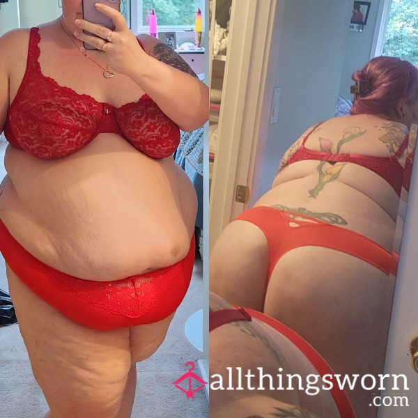 Red Lace Bra And Panty Set