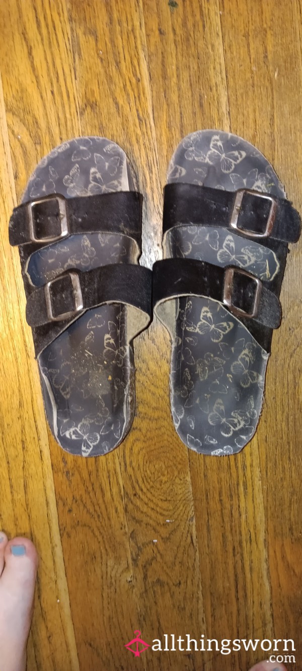 Torn Up Rue21 Butterfly Birkenstock Style Sandals Size- 6