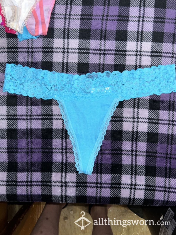 Turquoise Flower Worn C*mmed In Thong