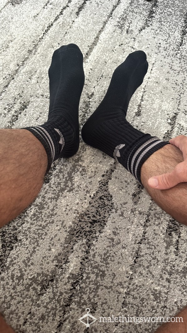 Used And Abused Gym Socks. Sweaty And Ripe Black Adidas