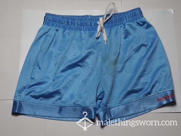 Used C*m Stained Light Blue Mesh Shorts