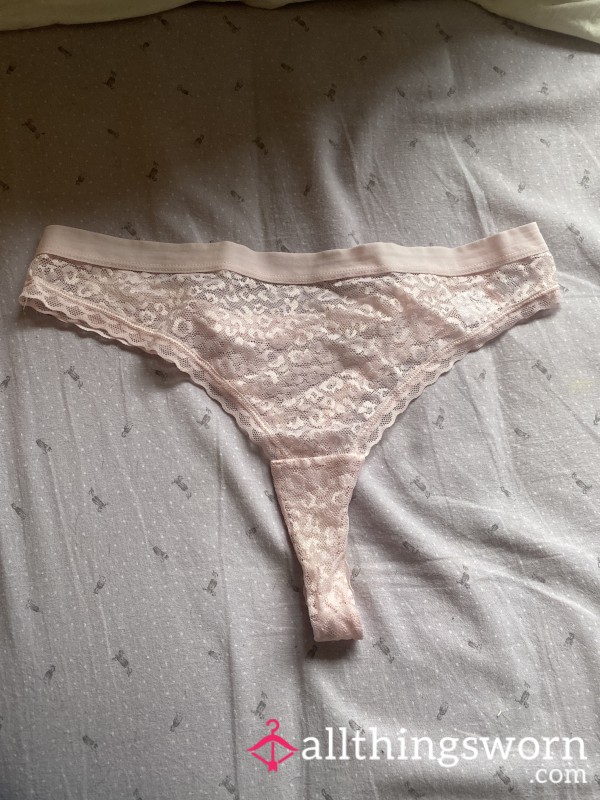 Used Pink Lacey Thong