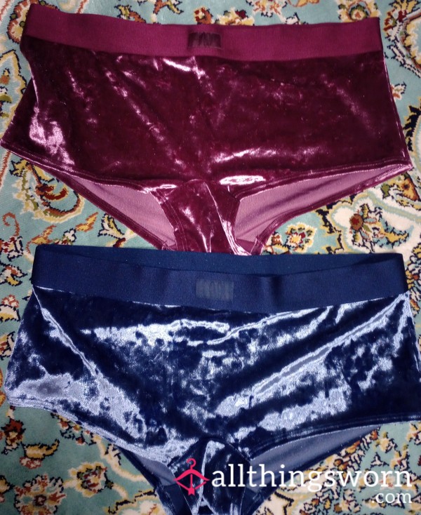 Velvet Purple & Blue Boyshorts Victoria's Secret PINK--