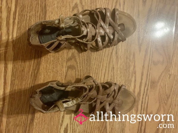 Very Worn Leather Gladiator Sandals