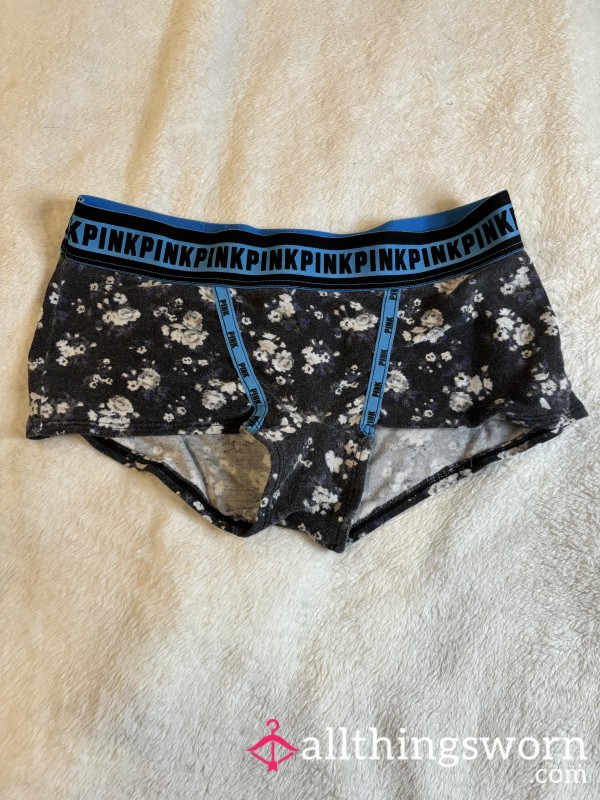 Victorias Secret Pink S**y Blue Flor*l Boyshort Panties