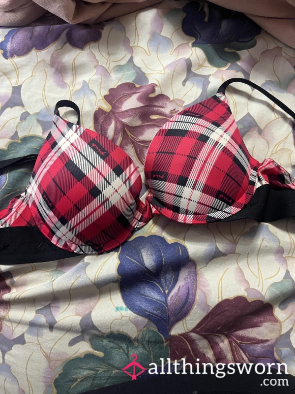 VS PINK Red And Black Plaid Bra