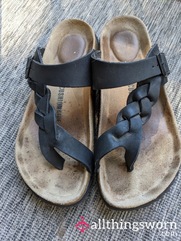 Well Worn Dirty Black "Birk" Style Sandals