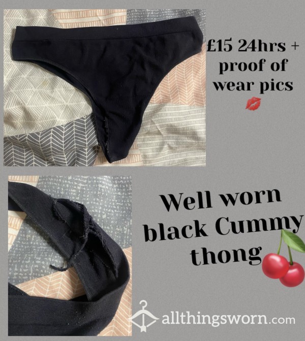 Well-worn Black C*mmy Thong💦🖤 | 24hrs Wear + Proof Of Wear Pics🥵