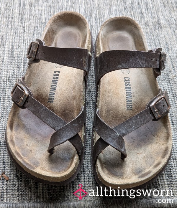 Well Worn Dark Brown Birk Style Sandals