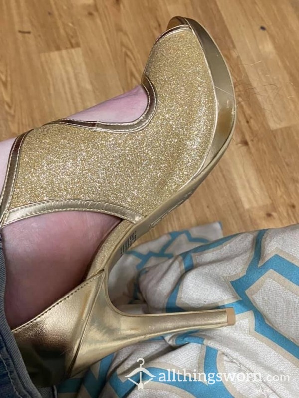 Well Worn Gold Heels Size 9