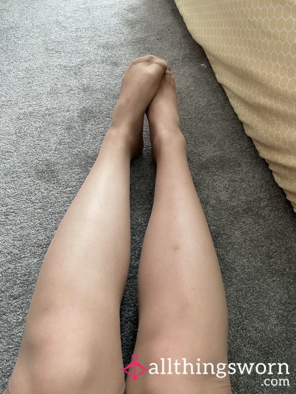 Well-worn Nylon Pantyhose Tights Beige Tan Colour (Can Be Worn With Or WITHOUT Underwear😉)