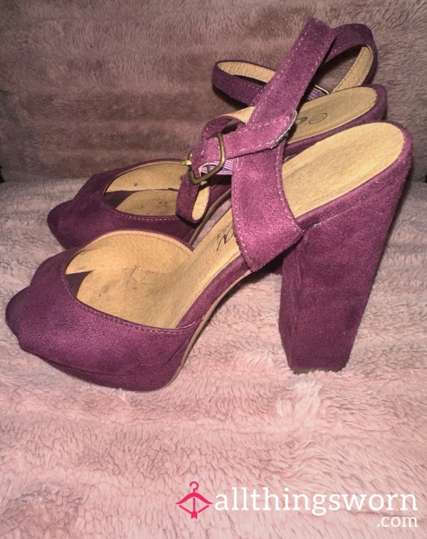 Well Worn Purple High Heels UK Size 6