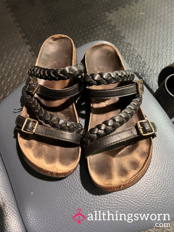 Well Worn Sandals With Imprint