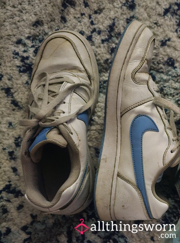 Well Worn White And Blue Nikes