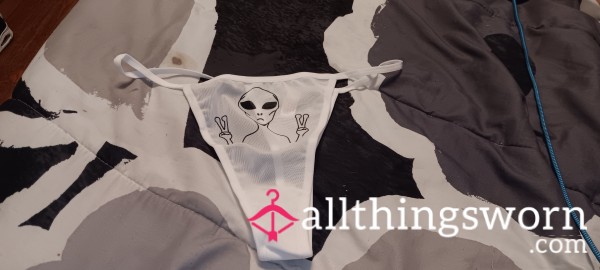 White And Black 👽 Mesh Thong Size- L