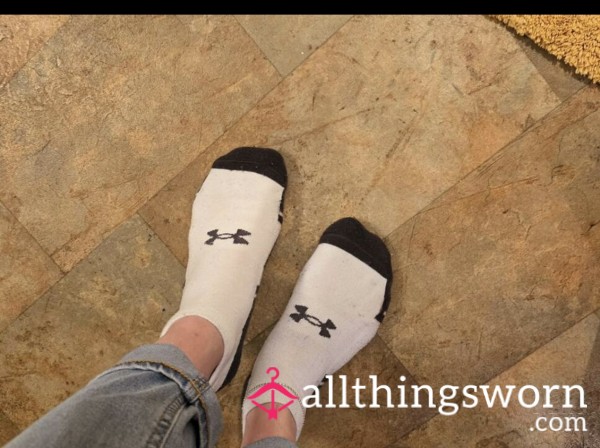 White And Black UA Work Socks