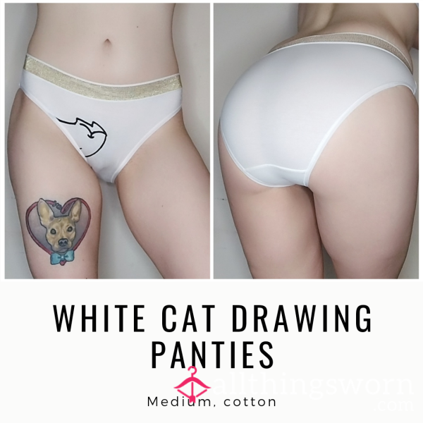 WHITE CAT DRAWING PANTIES