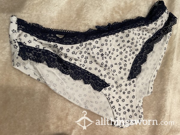 White Cotton Lace Trim - Bikini Brief