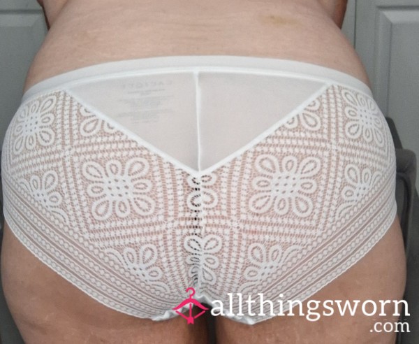 White No-Show Lace-Back Hipster Panty