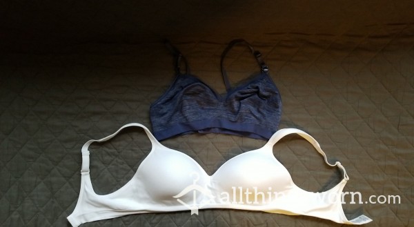 White Padded No Wire Bra, Navy Blue Seamless Bra